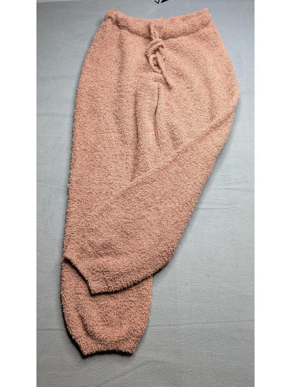 Skims Fuzzy Lounge Jogger Pants Womens S/M Pink Sherpa Knit Elastic Waist Warm